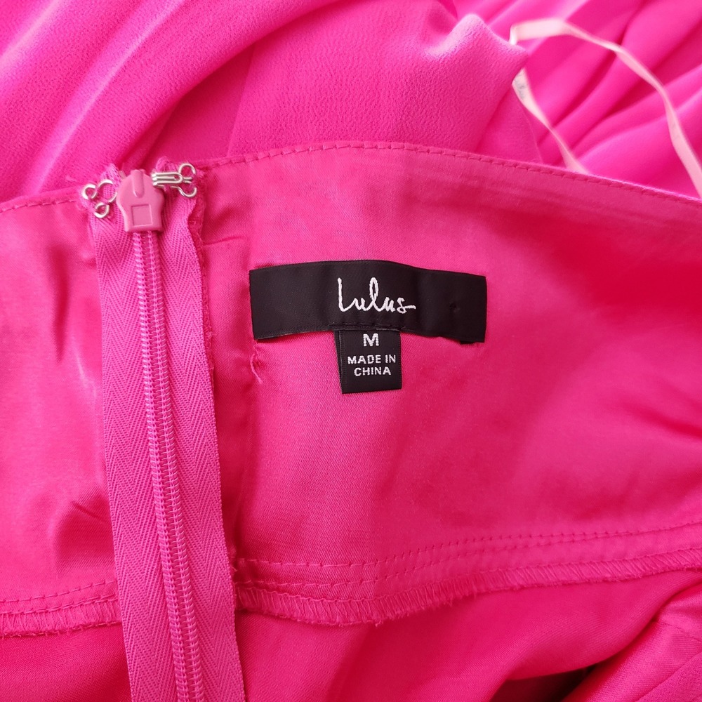 Lulus M Dreamy Romance Hot Pink Backless Maxi Dress Square Neck High Slit Gown - Picture 8 of 10